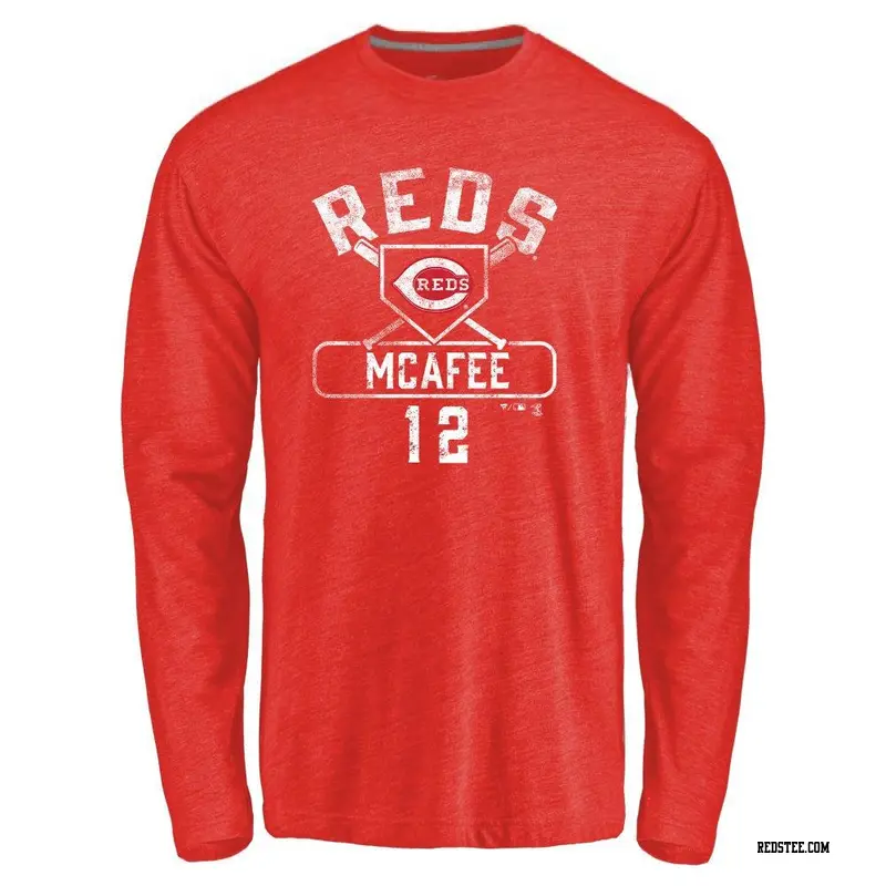 Men's Cincinnati Reds ＃12 Quincy Mcafee Red Branded Base Runner Long Sleeve T-Shirt