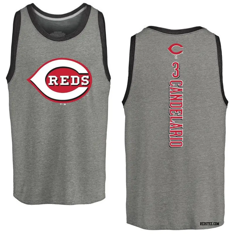 Men's Cincinnati Reds ＃3 Jeimer Candelario Ash Backer Tank Top