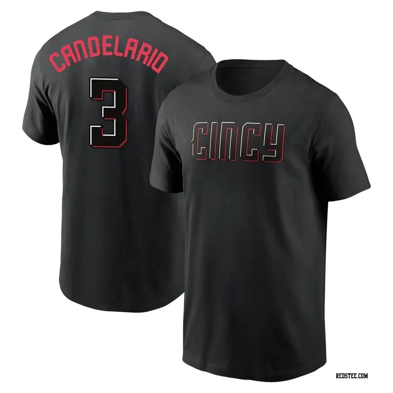 Men's Cincinnati Reds ＃3 Jeimer Candelario Black 2023 City Connect Name & Number T-Shirt