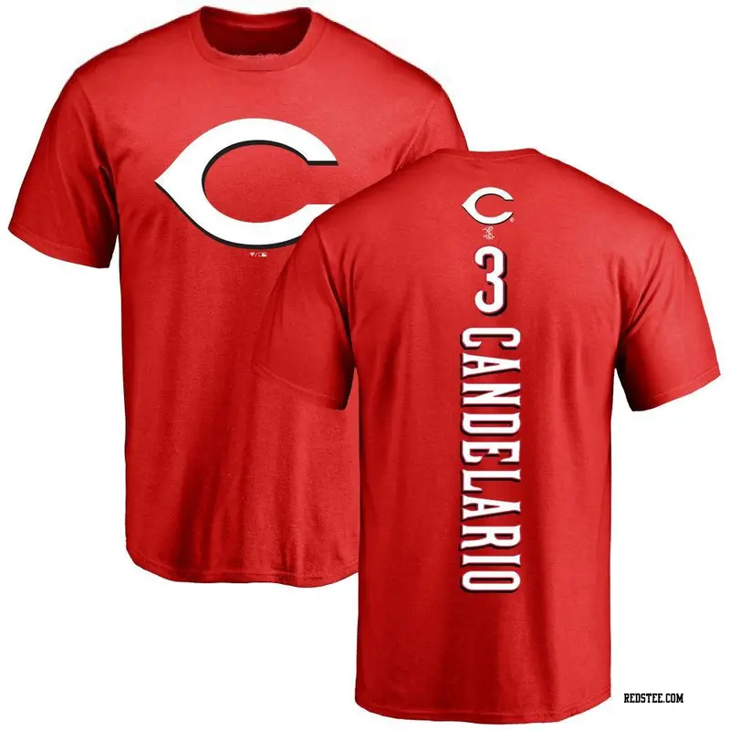 Men's Cincinnati Reds ＃3 Jeimer Candelario Red Backer T-Shirt