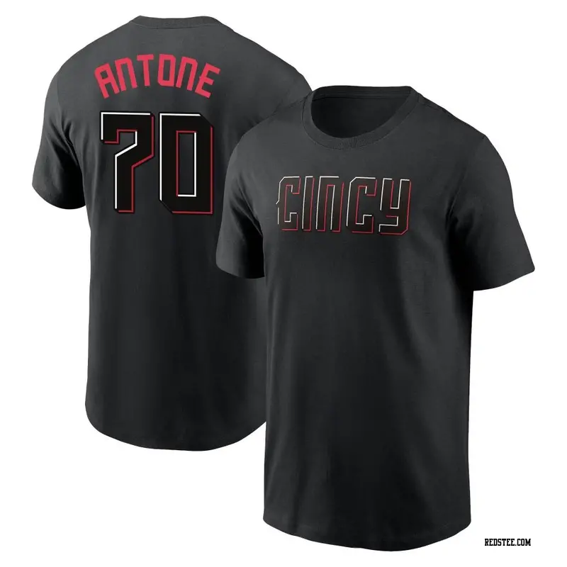 Men's Cincinnati Reds ＃70 Tejay Antone Black 2023 City Connect Name & Number T-Shirt