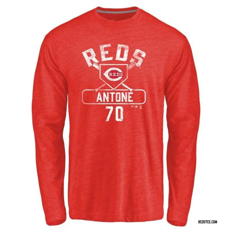 Men's Cincinnati Reds ＃70 Tejay Antone Red Branded Base Runner Long Sleeve T-Shirt