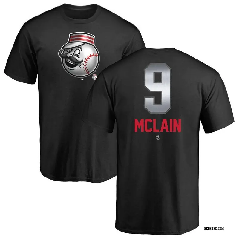 Men's Cincinnati Reds ＃9 Matt McLain Black Branded Midnight Mascot T-Shirt