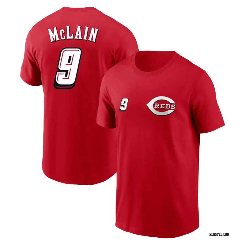 Men's Cincinnati Reds ＃9 Matt McLain Red 2025 Speedway Classic Name & Number T-Shirt