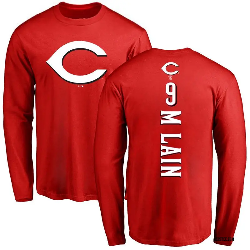Men's Cincinnati Reds ＃9 Matt McLain Red Backer Long Sleeve T-Shirt