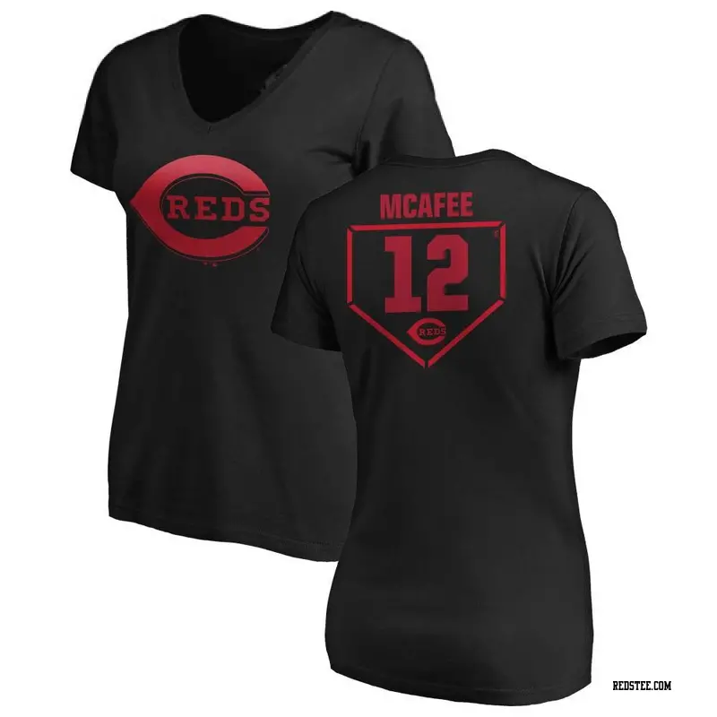 Women's Cincinnati Reds ＃12 Quincy Mcafee Black Branded RBI Slim Fit V-Neck T-Shirt