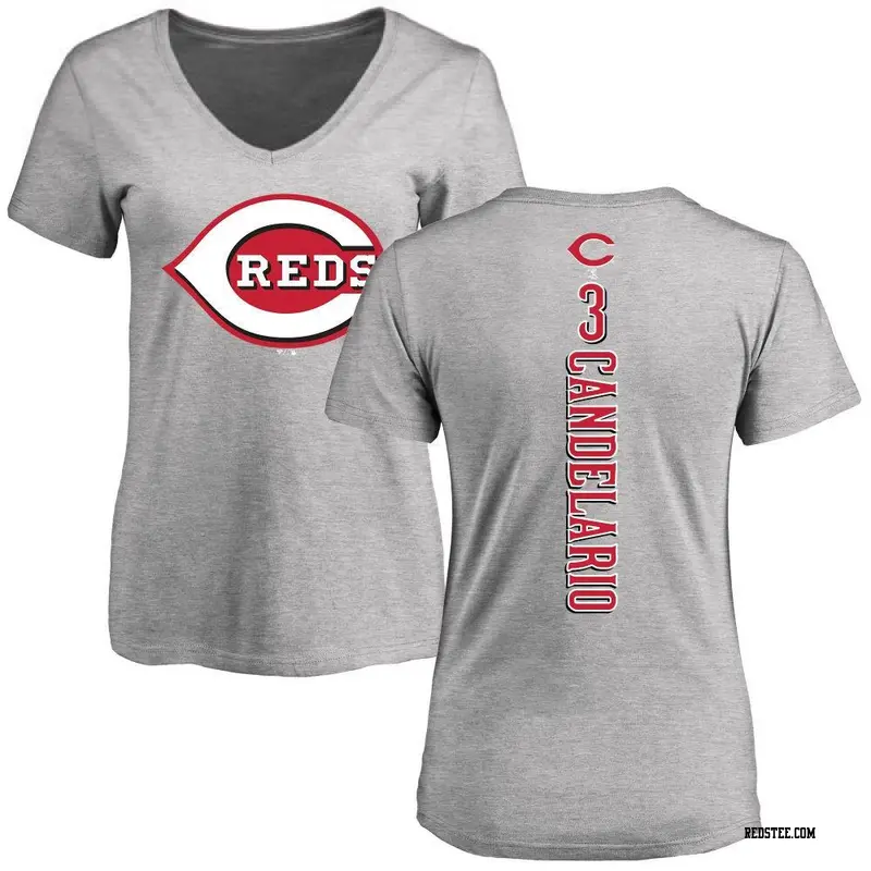 Women's Cincinnati Reds ＃3 Jeimer Candelario Ash Backer Slim Fit T-Shirt