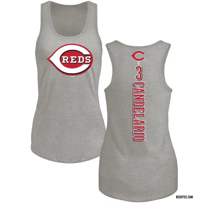 Women's Cincinnati Reds ＃3 Jeimer Candelario Ash Backer Tank Top