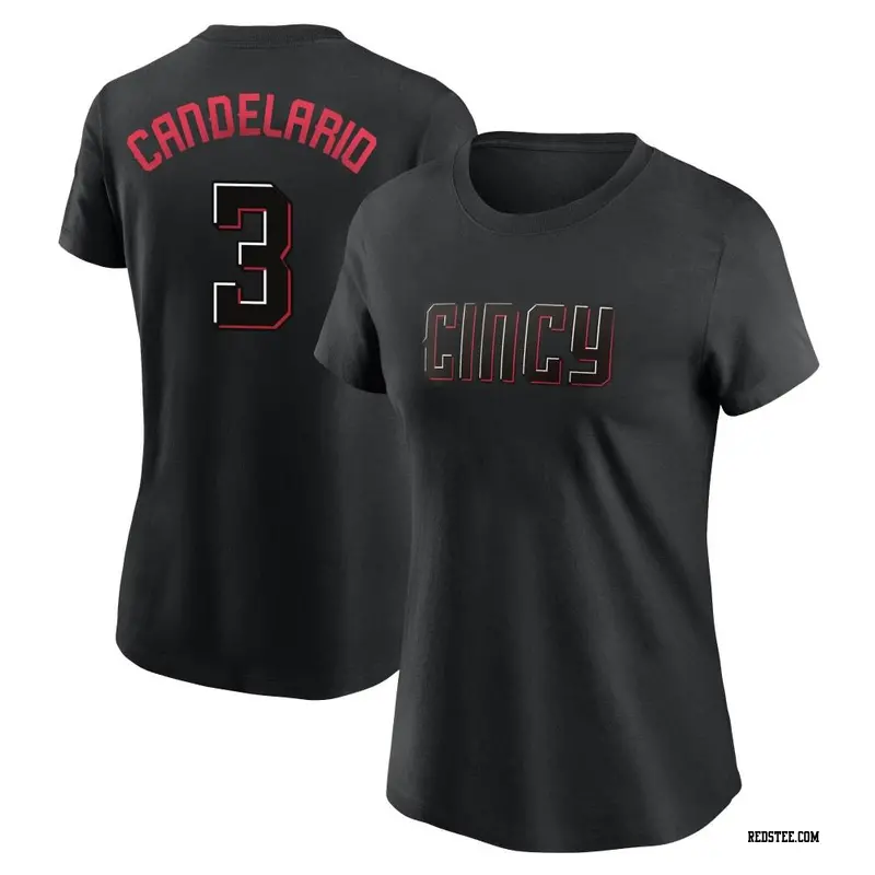 Women's Cincinnati Reds ＃3 Jeimer Candelario Black 2023 City Connect Name & Number T-Shirt
