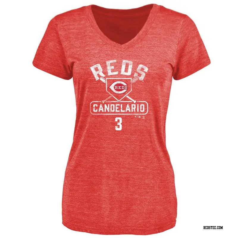 Women's Cincinnati Reds ＃3 Jeimer Candelario Red Base Runner T-Shirt