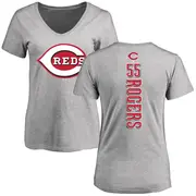 Women's Cincinnati Reds ＃55 Taylor Rogers Ash Backer Slim Fit T-Shirt