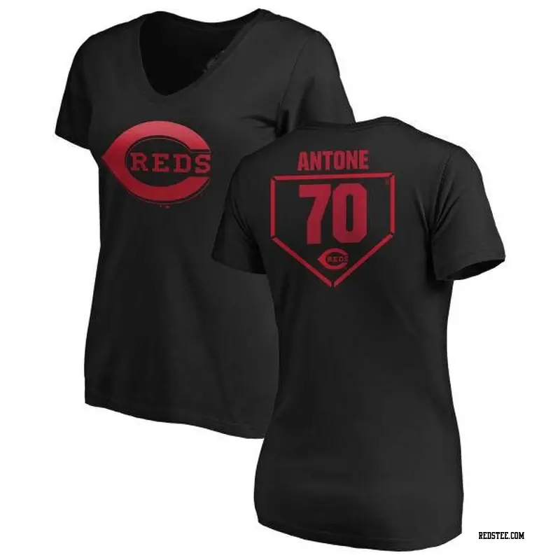 Women's Cincinnati Reds ＃70 Tejay Antone Black Branded RBI Slim Fit V-Neck T-Shirt