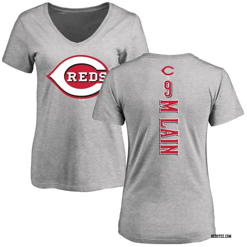 Women's Cincinnati Reds ＃9 Matt McLain Ash Backer Slim Fit T-Shirt