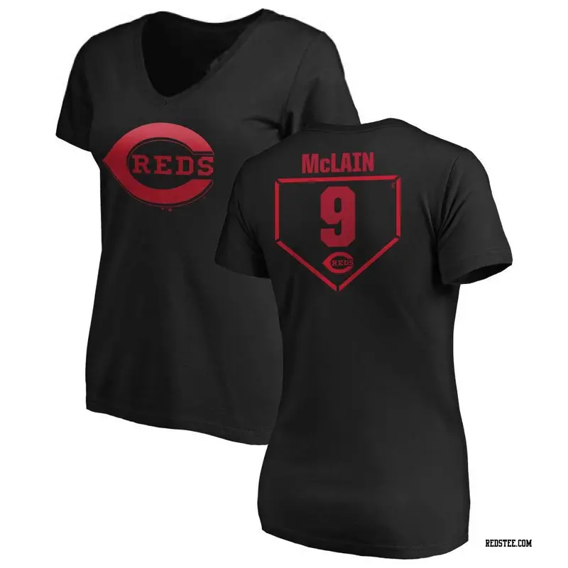 Women's Cincinnati Reds ＃9 Matt McLain Black Branded RBI Slim Fit V-Neck T-Shirt