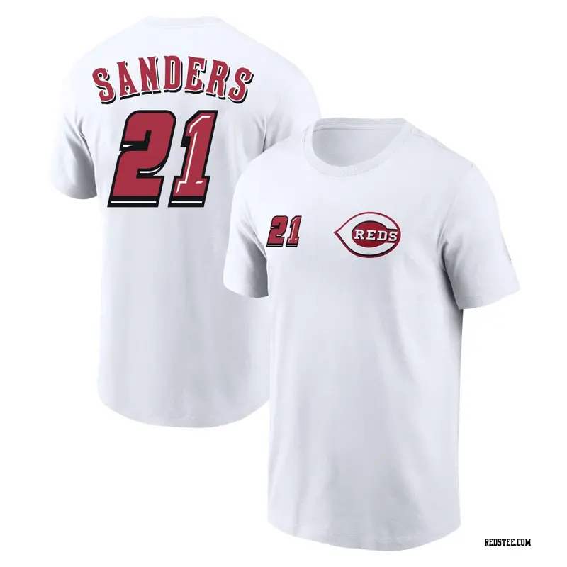Youth Cincinnati Reds ＃21 Reggie Sanders White 2025 Speedway Classic Name & Number T-Shirt
