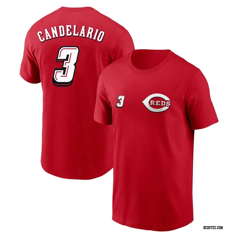 Youth Cincinnati Reds ＃3 Jeimer Candelario Red 2025 Speedway Classic Name & Number T-Shirt