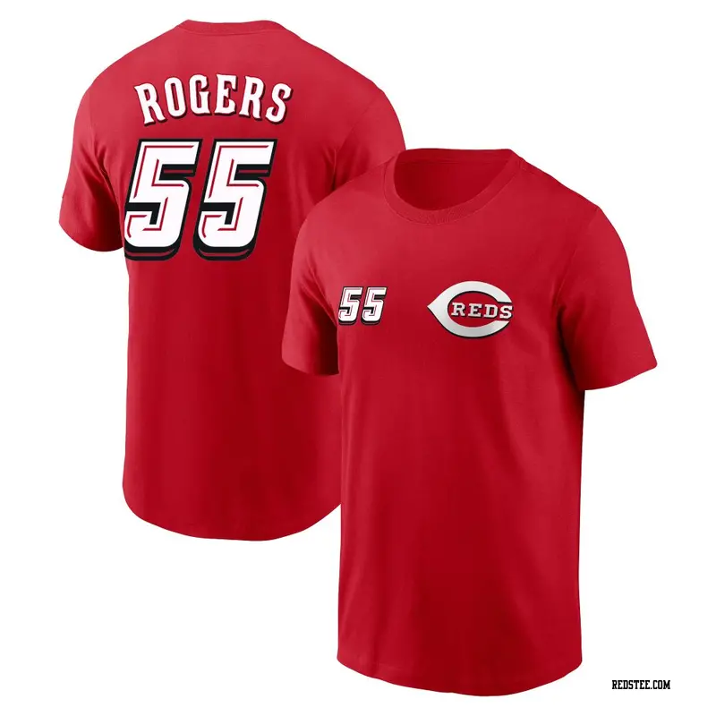 Youth Cincinnati Reds ＃55 Taylor Rogers Red 2025 Speedway Classic Name & Number T-Shirt